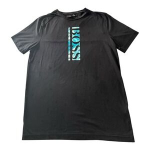 Hugo Boss‎ BOSS Black Men's Bionic Material Block Logo Printed T-Shirt Size M
